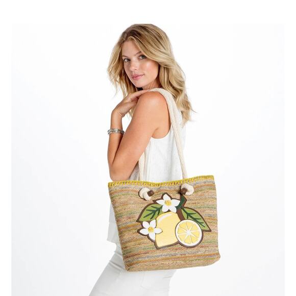 Brighton Handbags - Brighton Bella LIMONE Tote Handbag Purse Woven Leather Lemon